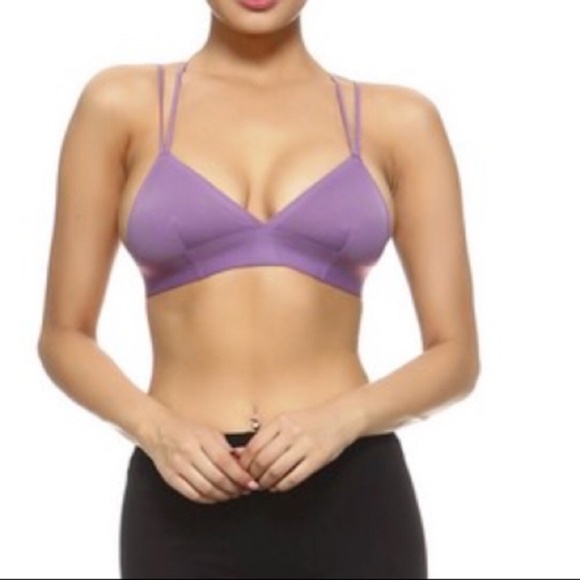 UNWORN Purple Deep V neck seamless silky bra - Picture 2 of 5
